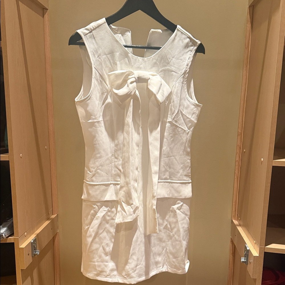 SHEIN White Bow Detail Mini Dress